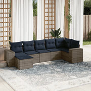Set Divani da Giardino 7 pz con Cuscini Grigio in Polyrattan 3222880