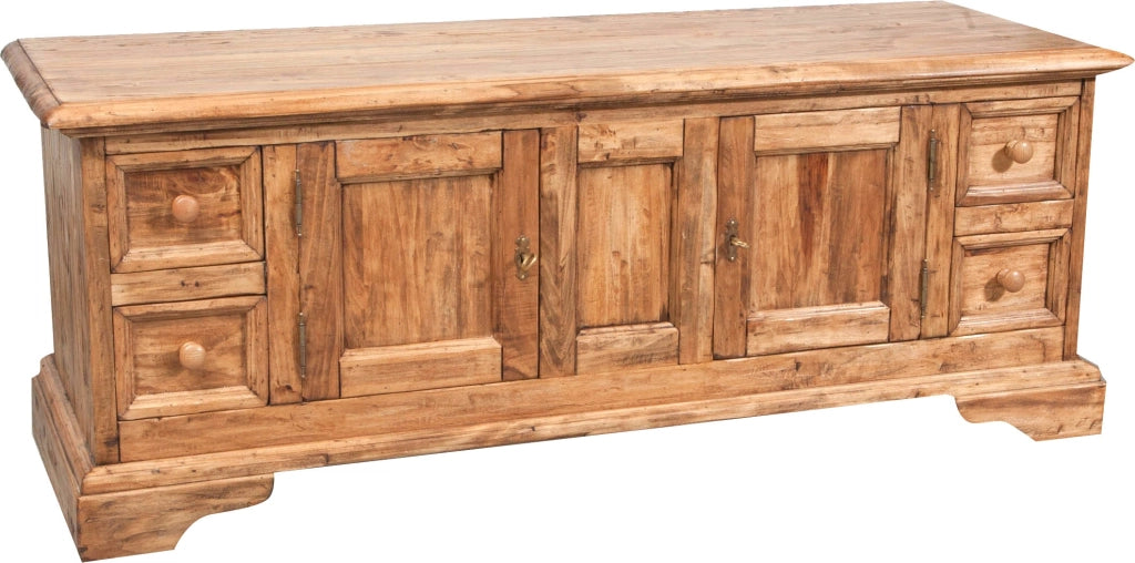 Biscottini Mobile porta tv Country in legno massello di tiglio finitura naturale Made in Italy