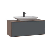 Mobile lavabo "Craft 100" - 100 x 50 x 40 cm - Noce / Antracite