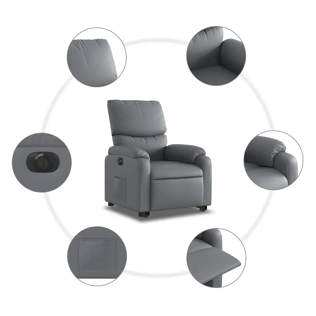 Poltrona Alzapersona Reclinabile Grigio in Similpelle 3204903