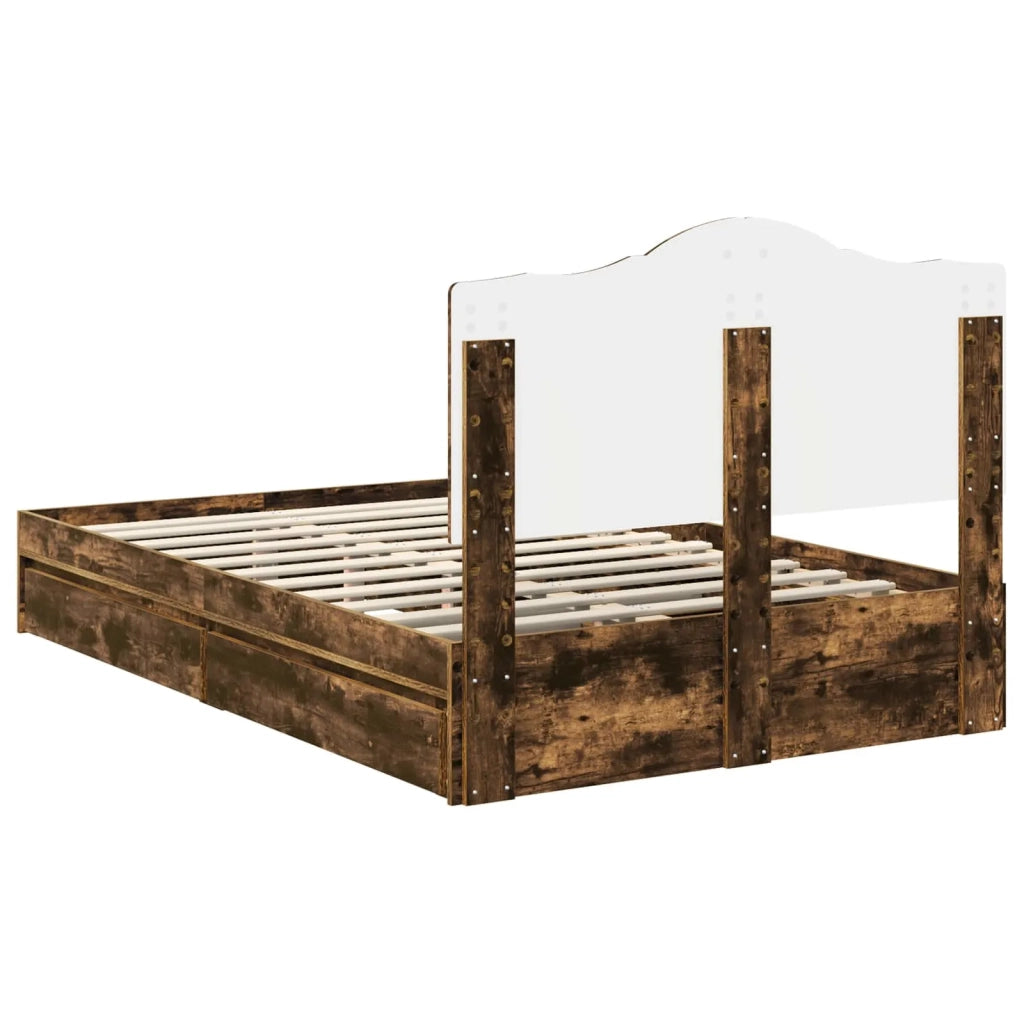 Letto con Contenitore con testiera Rovere fumé 135 x 190 cm