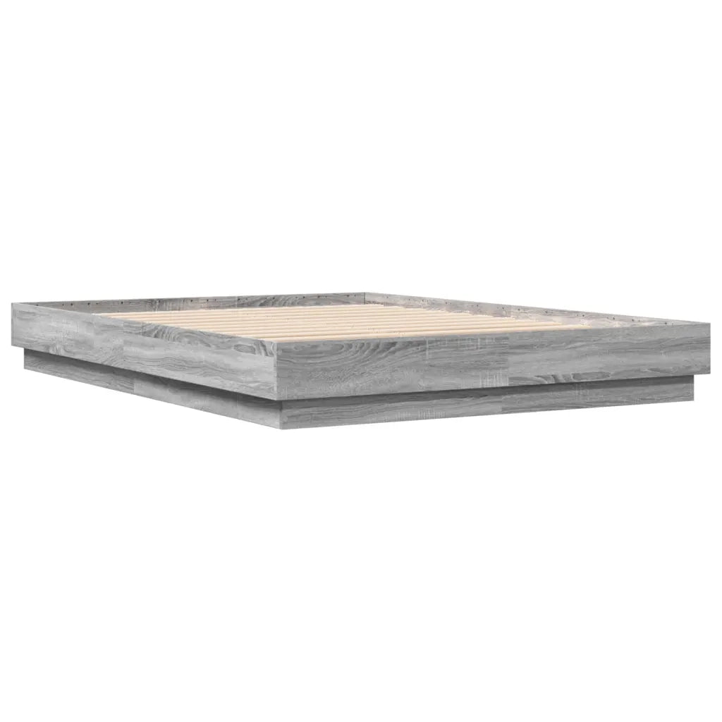 Giroletto con Luci LED-Struttura Letto Grigio Sonoma 140x200 cm