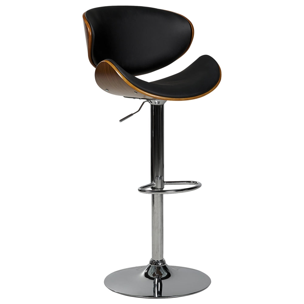 Set di 2 sedie da bar in ecopelle nero con schienale regolabile con seduta con sollevamento a gas regolabile in altezza moderno