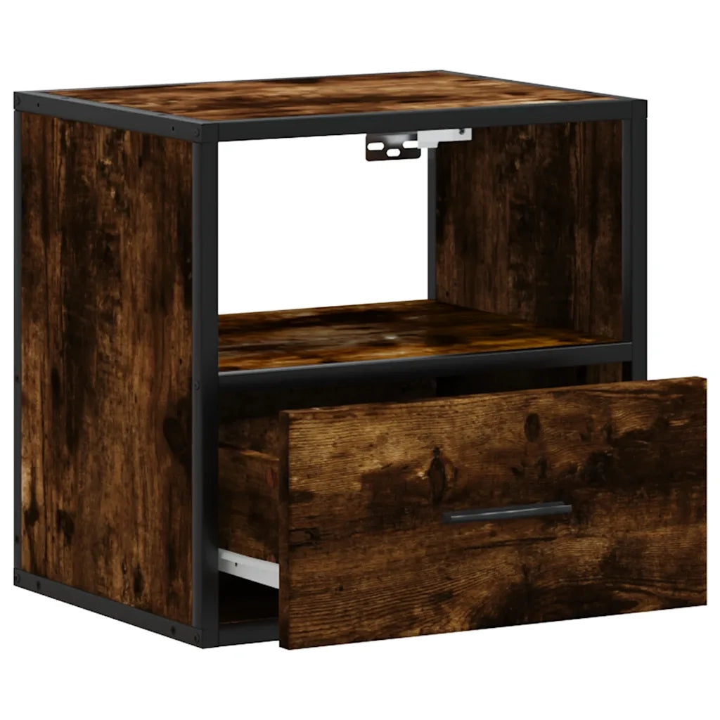 Comodino | Armadio da Notte | Mobiletto da notte a Muro Rovere Fumo 40x31x39,5 cm