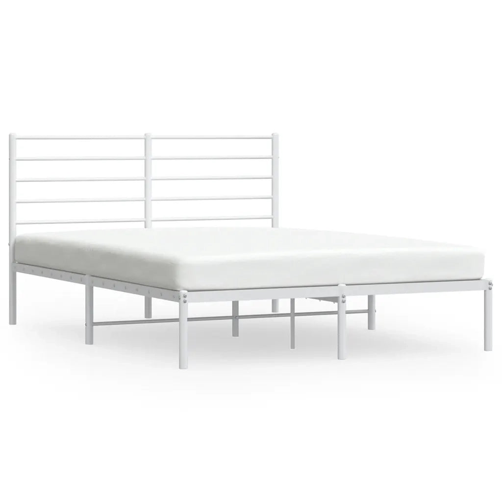 Letto matrimoniale | Letto per adulti | Giroletto con Testiera Metallo Bianco 120x190 cm