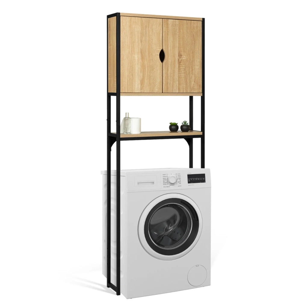 IDMarket - Mobile scaffale sopra WC con armadio DETROIT design industriale