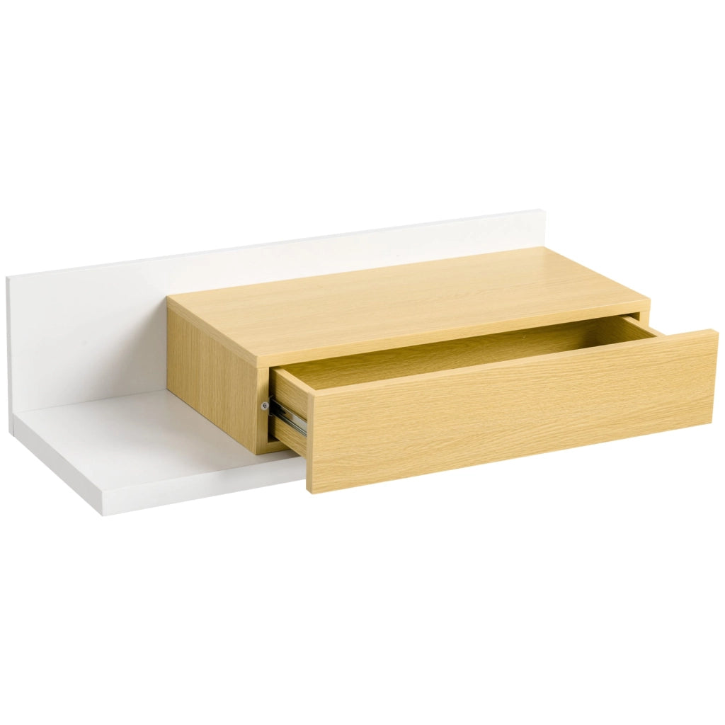 Set Mobili da Ingresso da Parete con Specchio 40x70 cm e Cassetto in Legno Naturale e Bianco