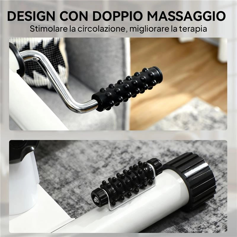 CYCLETTE PER RIABILITAZIONE BRACCIA E GAMBE CON ALTEZZA E RESISTENZA REGOLABILI, DISPLAY LCD, BIANCO