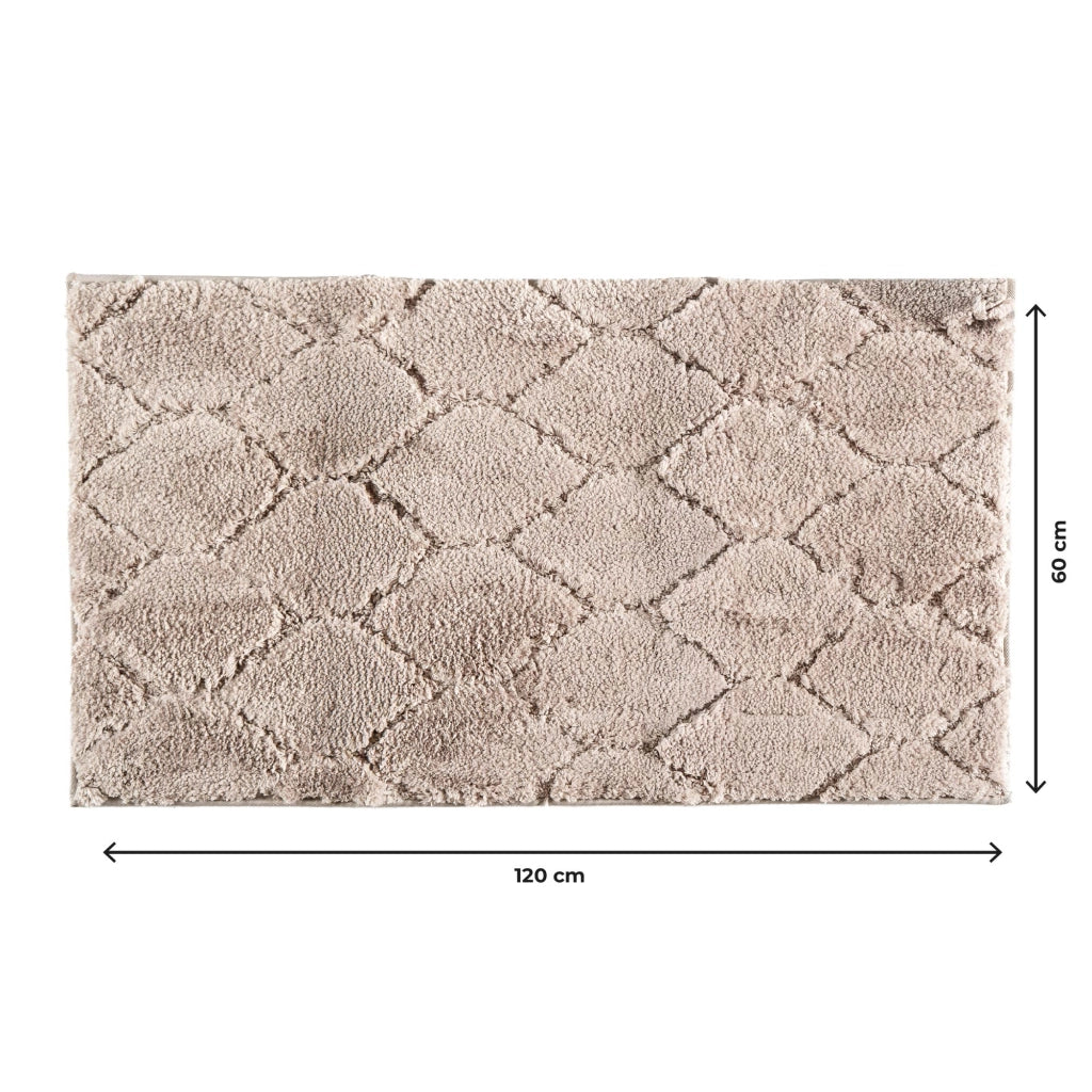 Tappeto Bagno Antiscivolo Effetto Rilievo Assorbente, Morbido, Lavabile in Lavatrice 50x80 / 60x120 cm 60x120 Cm - Tortora