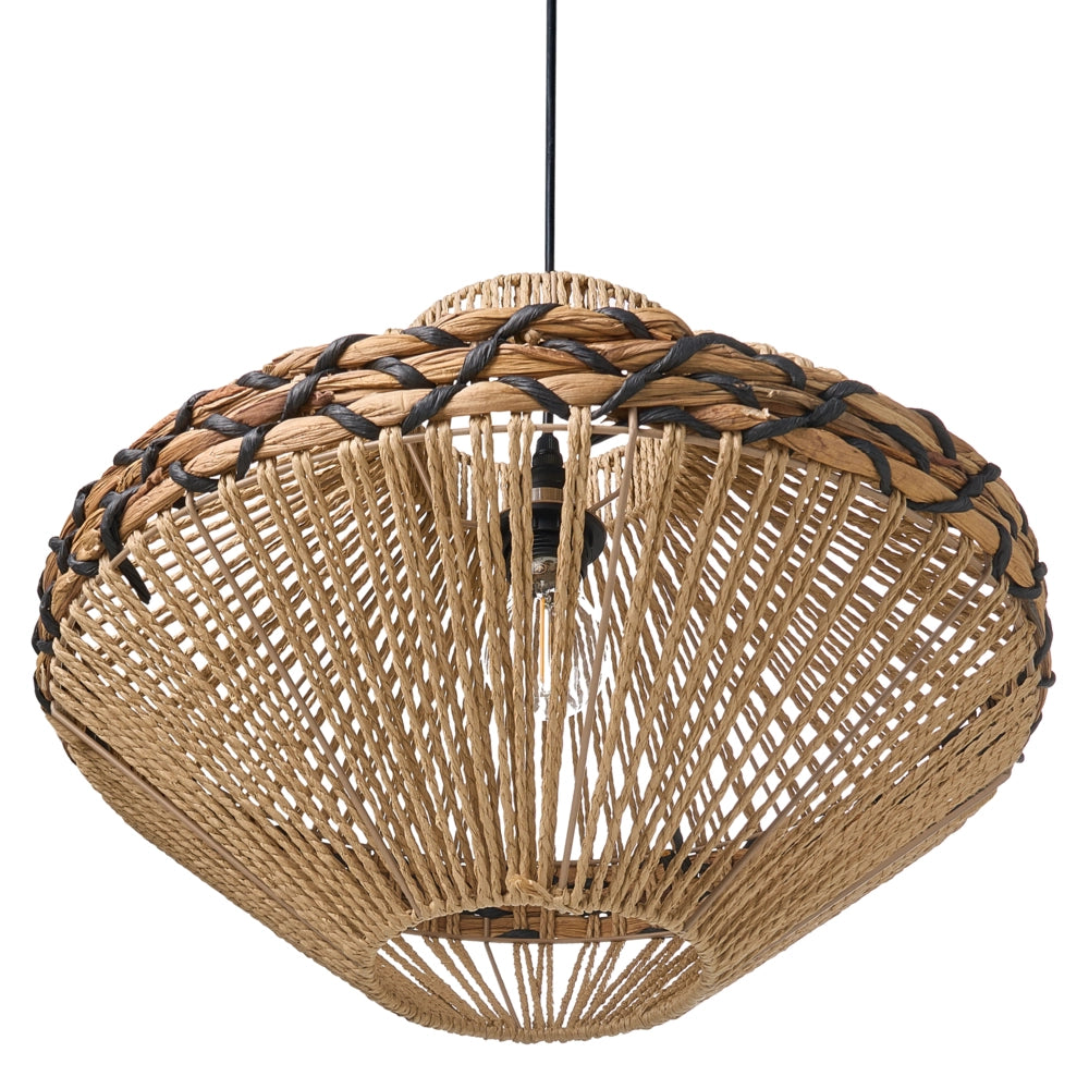 Lampada a sospensione Corda di carta naturale Plafoniera con paralume intrecciato Sala da pranzo Soggiorno Stile Boho