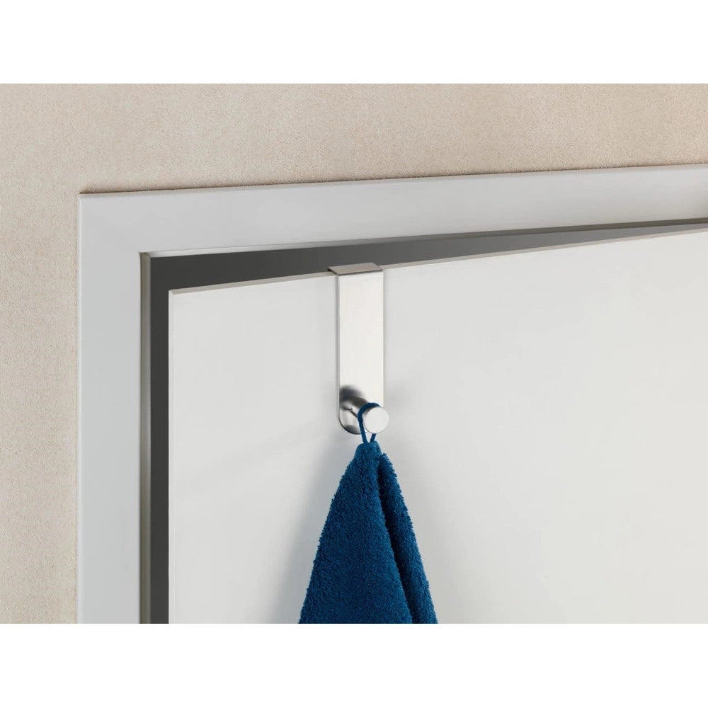 Trade Shop - Appendiabiti Da Porta Con 1 Gancio 4x11.5cm Silver Per Asciugamani Vestiti 87782 -