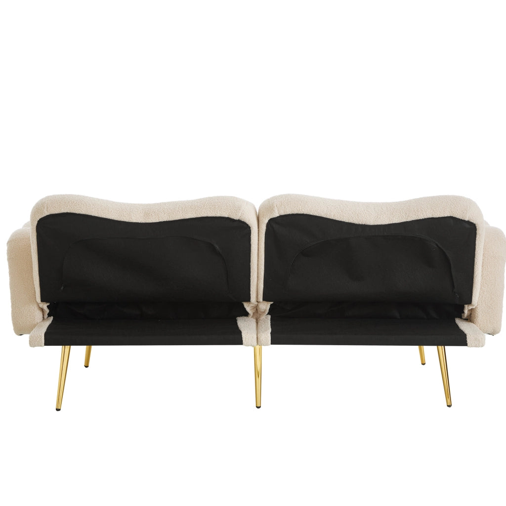 Divano letto 2 posti reclinabile 155x85;5 cm beige con 2 cuscini HOMVRA