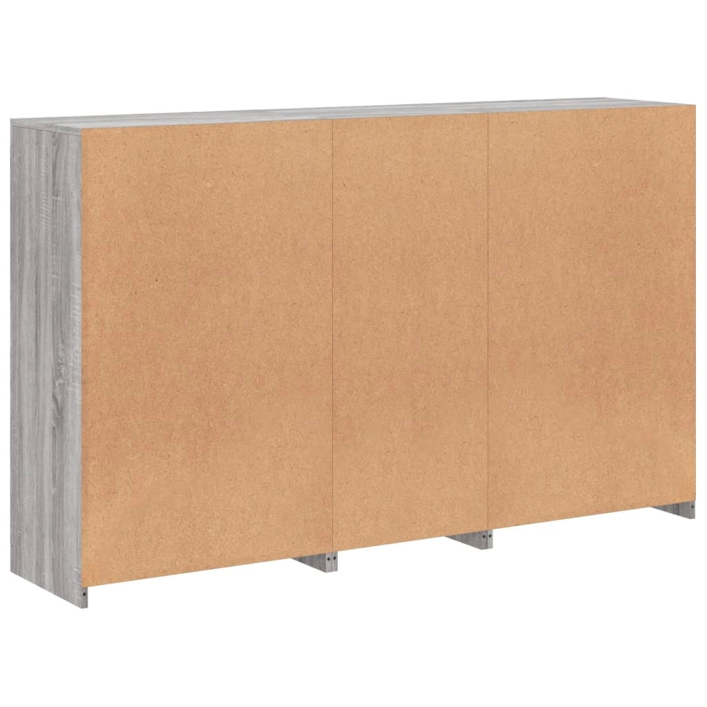 Buffet credenza cassettiera armadio mobile contenitore organizer per cucina soggiorno salotto con luci LED Sonoma 162 x 37 x 100 cm grigio 02_0030054