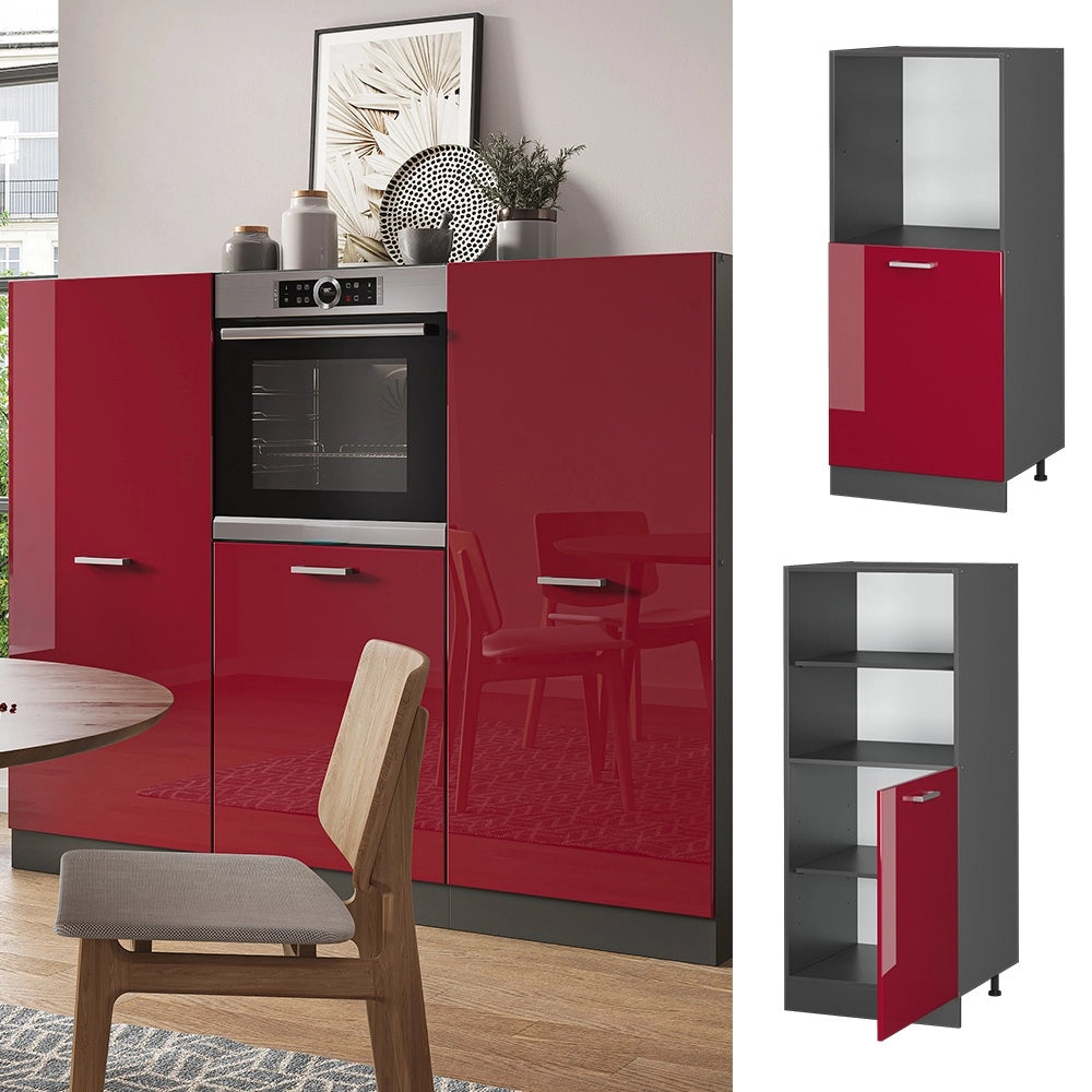 Mobile per forno da incasso R-Line Rosso lucido/Antracite 60 cm Vicco