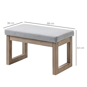 Panca imbottita multifunzione con gambe in legno 68x38x42 cm grigia