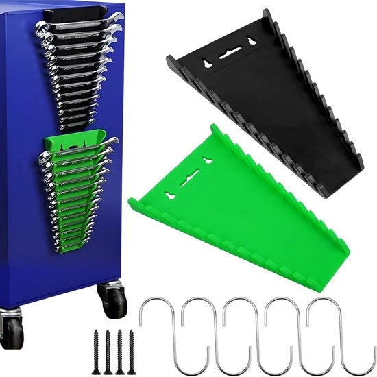 Supporti di attrezzatura da parete - 2 pezzi - 12 fessure - chiave inglese - piatto di fori per attrezzatura da parete - supporto di attrezzatura - conservazione di chiavi e attrezzatura - conservazione di viti e chiodi Supporto di attrezzatura da parete