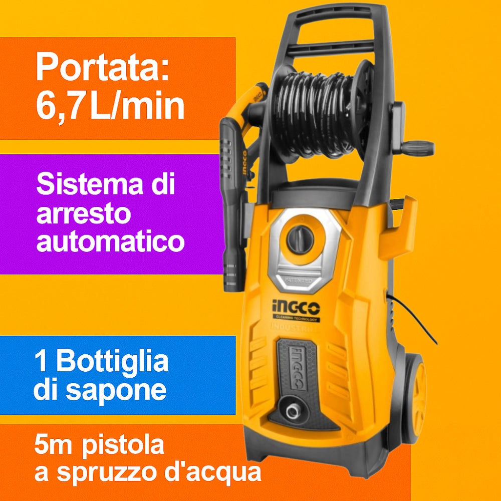 Idropulitrice elettrica 2500w 160bar inclusi accessori pulizia sporco