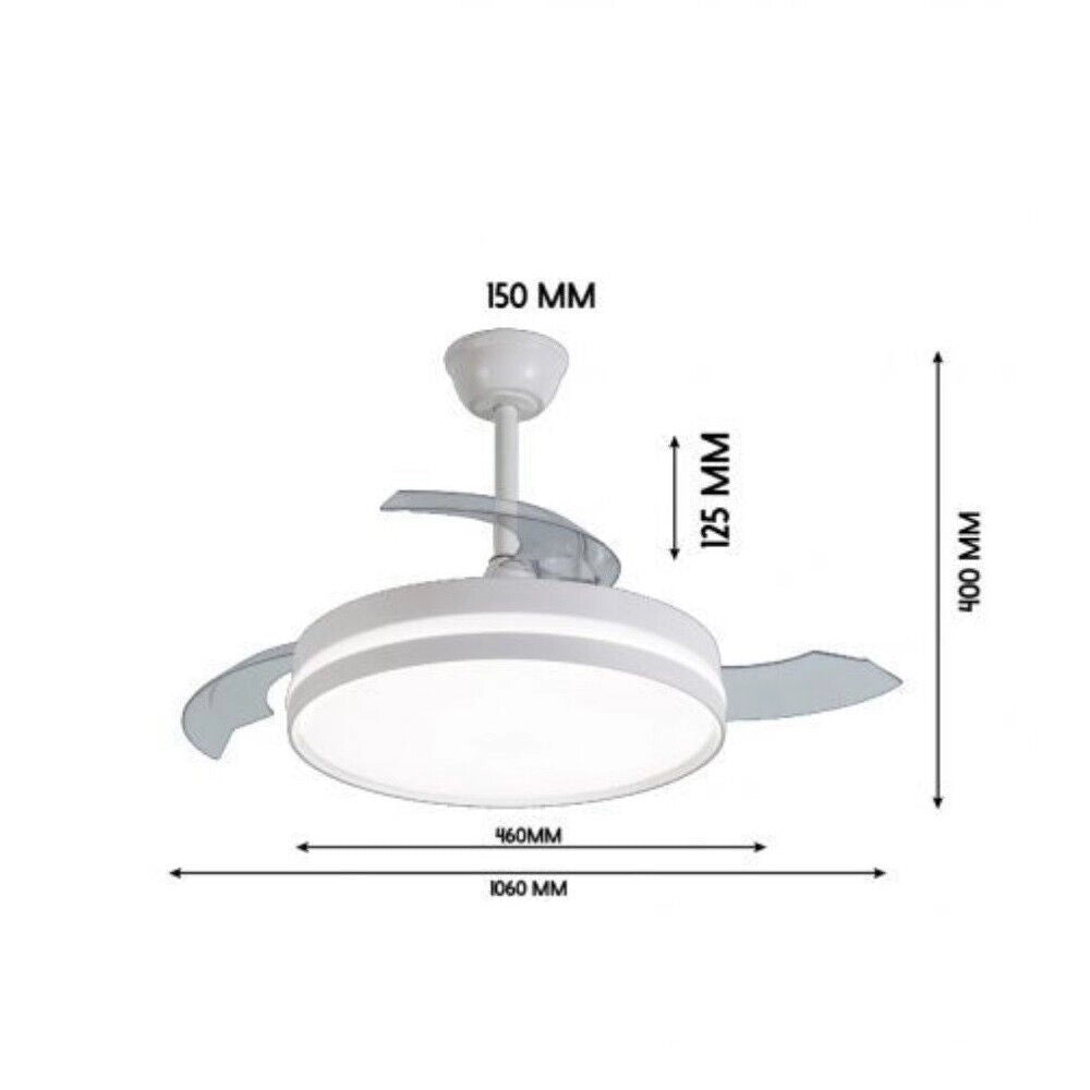 Plafoniera lampadario moderno a LED con ventilatore eliche a scomparsa da soffitto cambia 3 luci telecomando 60W gestibile da telecomando e APP