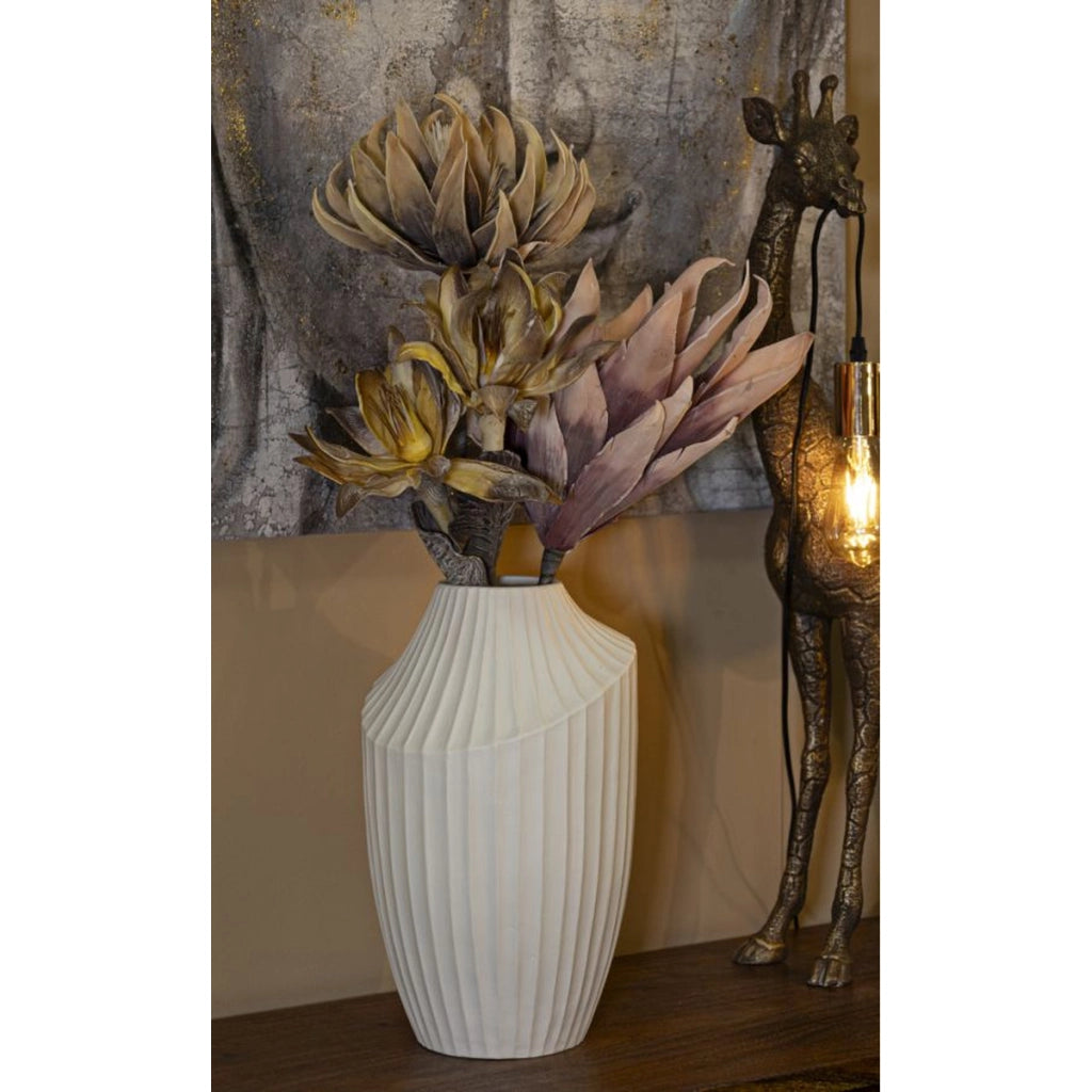 Vaso Decorativo VKH836, Beige, Poliresina, 22,5x22,5x38 cm