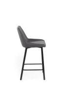 E-STYLO Sgabello da cucina in tessuto grigio scuro con gambe nere, imbottito con poggiapiedi, 50cm X 44cm H. 94cm.