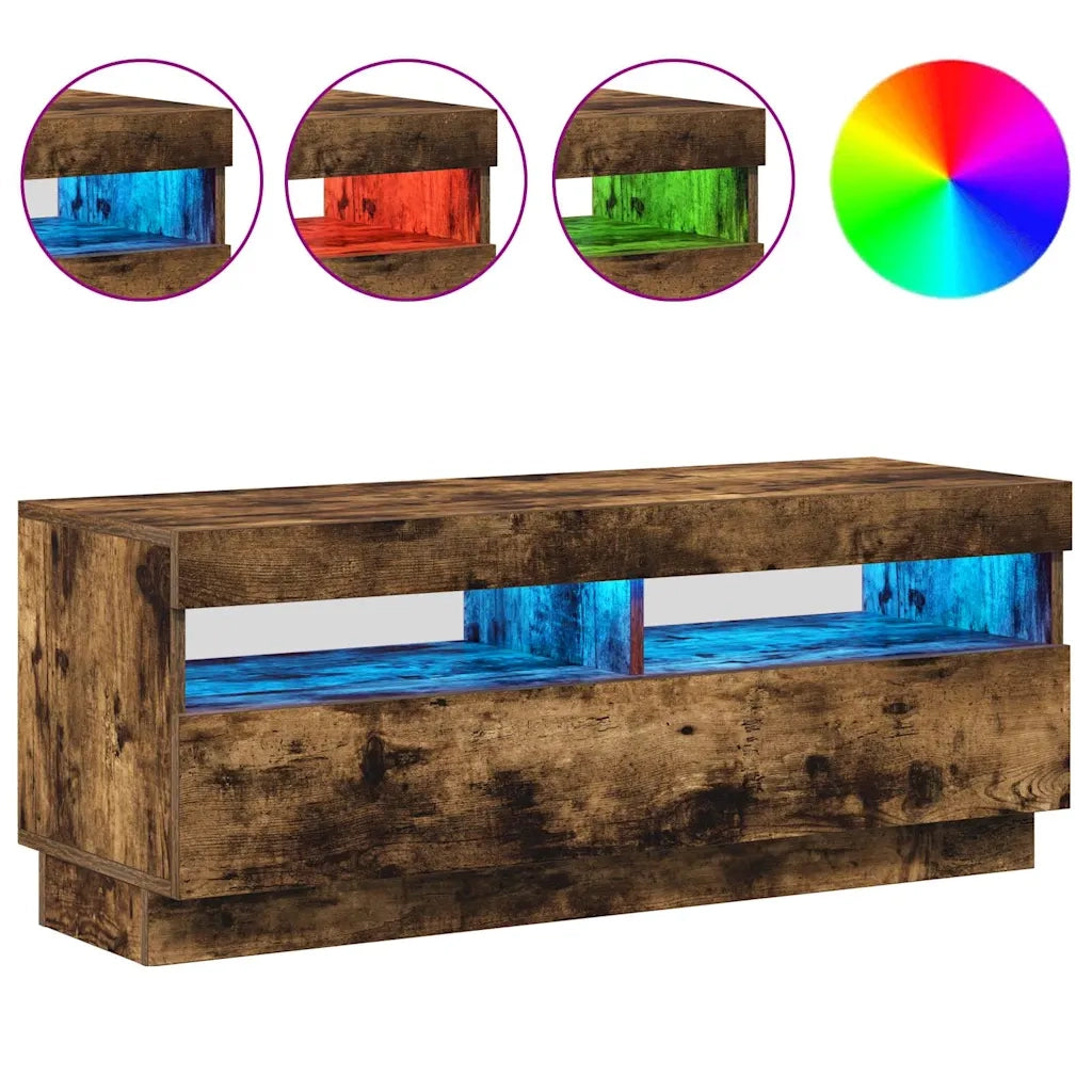 Mobile Porta TV con Luci LED Rovere Fumo 100x35x40 cm 815720