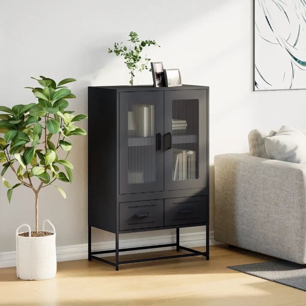 Credenza Nera 68x39x111,5 cm Acciaio