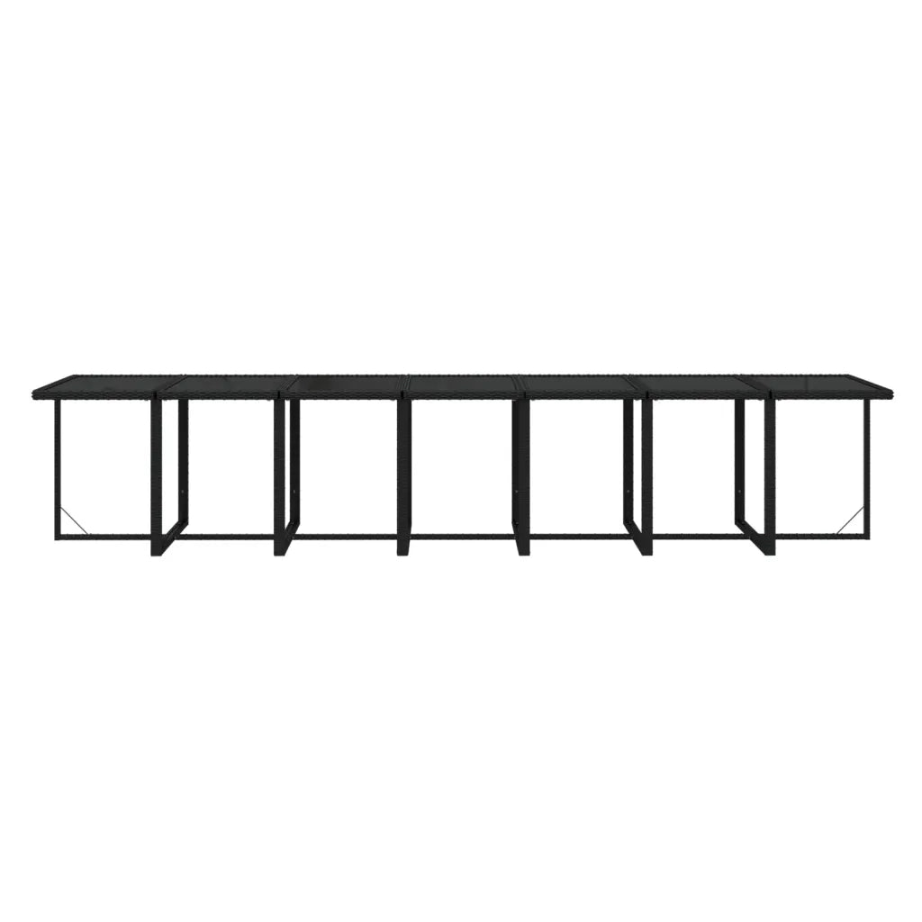 Set da Pranzo per Giardino 19 pz con Cuscini in Polyrattan Nero 3095642