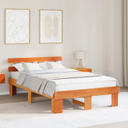 Struttura Letto con Testiera Marrone Cerato 120x190 cm in Legno Massello di Pino