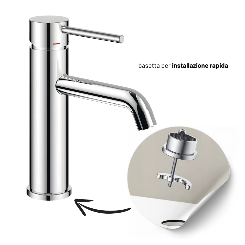 Miscelatore per lavabo jazz con leva in metallo e sistema quickinstall integrato *** finitura- cromato, confezione 1