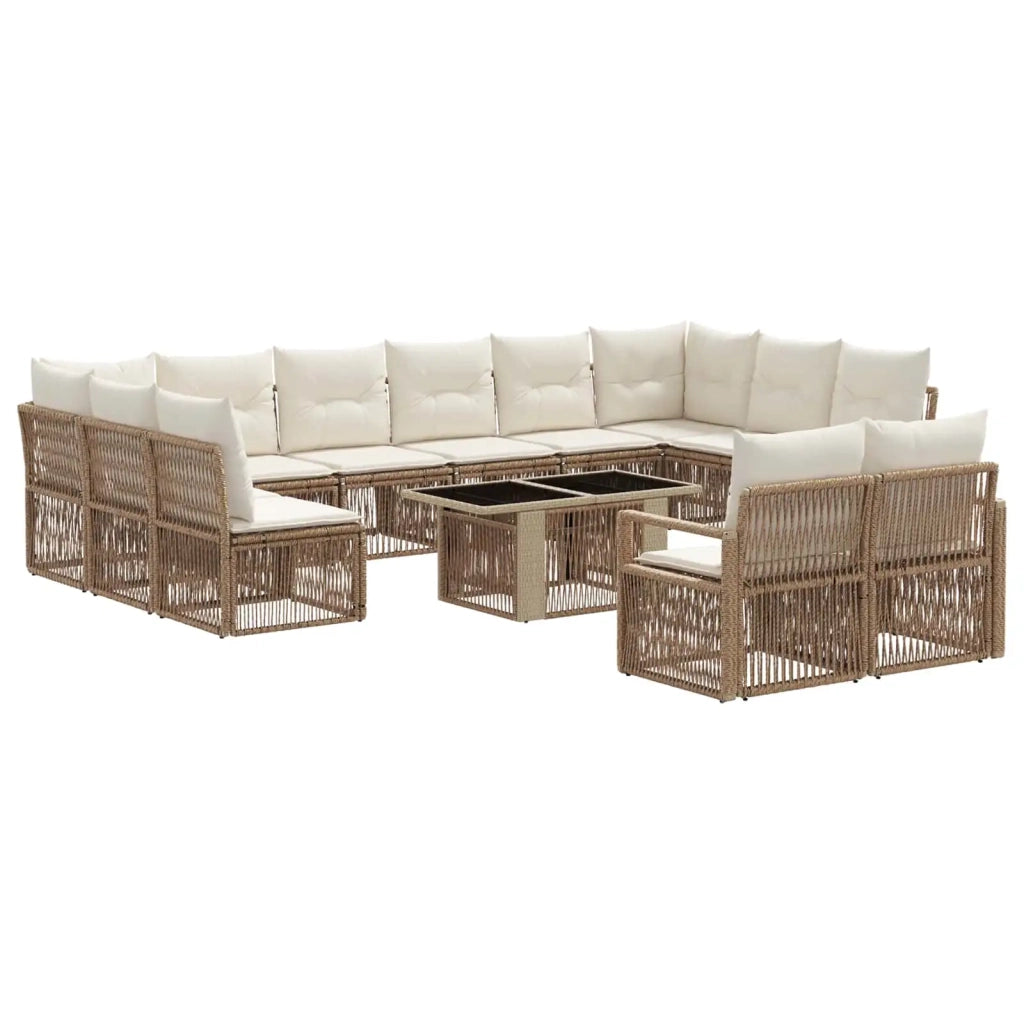 Set Divano da Giardino 13 pz Beige e Bianco Crema polyrattan 3437166