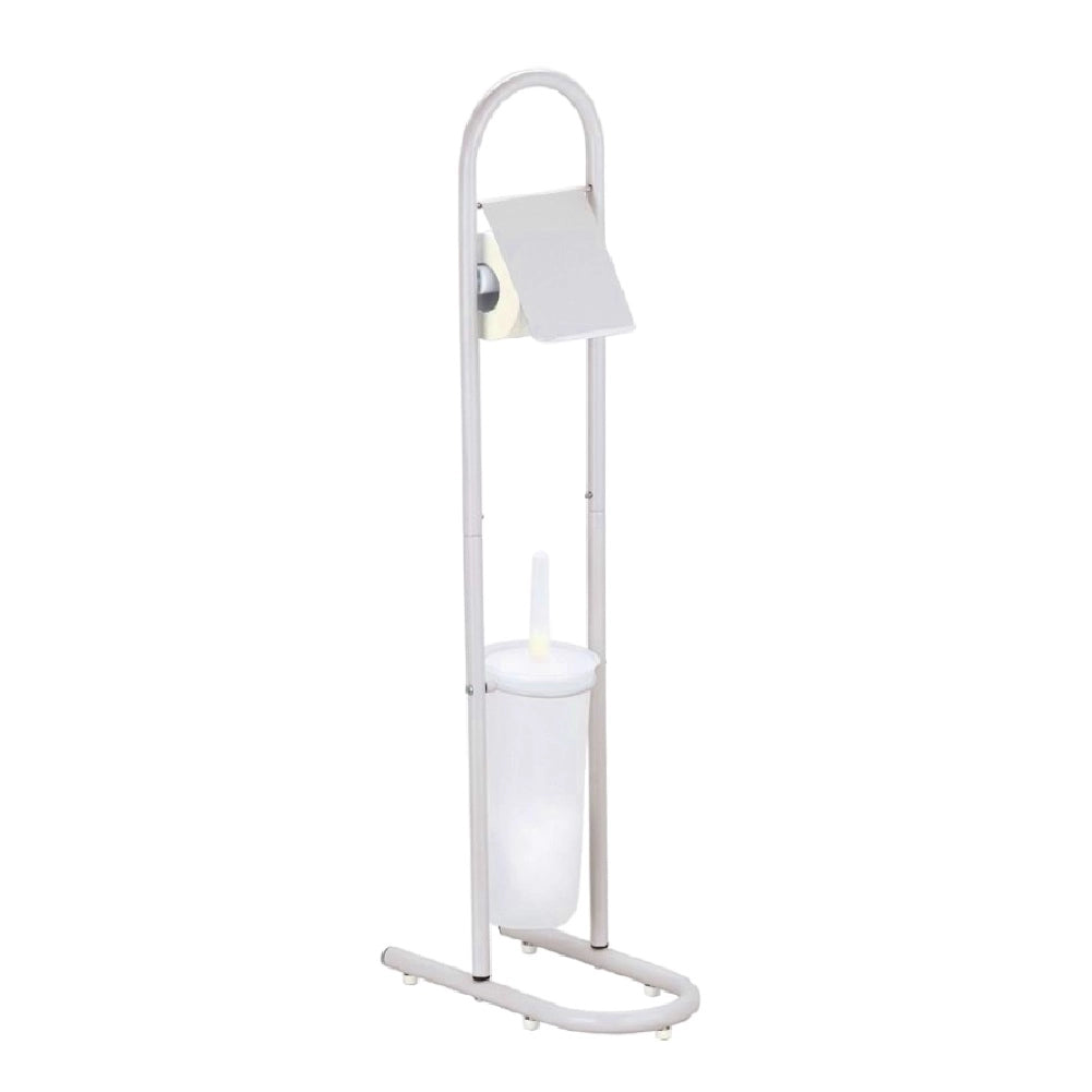 Piantane da Bagno Portarotolo Porta scopino Acciaio Smaltato Grigio Chiaro