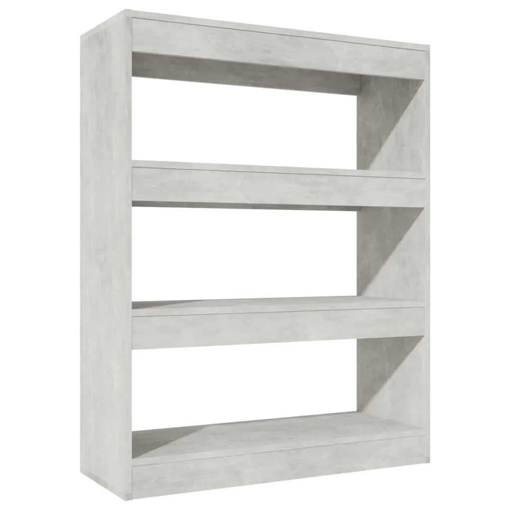Libreria Divisorio-Scaffale per Libri-Mobile di Stoccaggio Grigio Cemento 80x30x103cm Legno Multistrato
