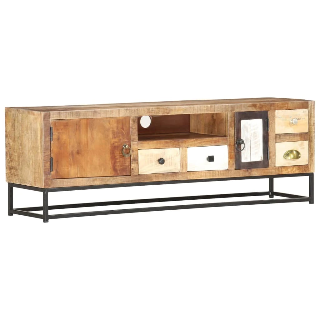Mobile TV multimediale scaffale TV mobile TV sala da pranzo soggiorno camera da letto 120 x 30 x 40 cm legno massello di recupero marrone 02_0025824