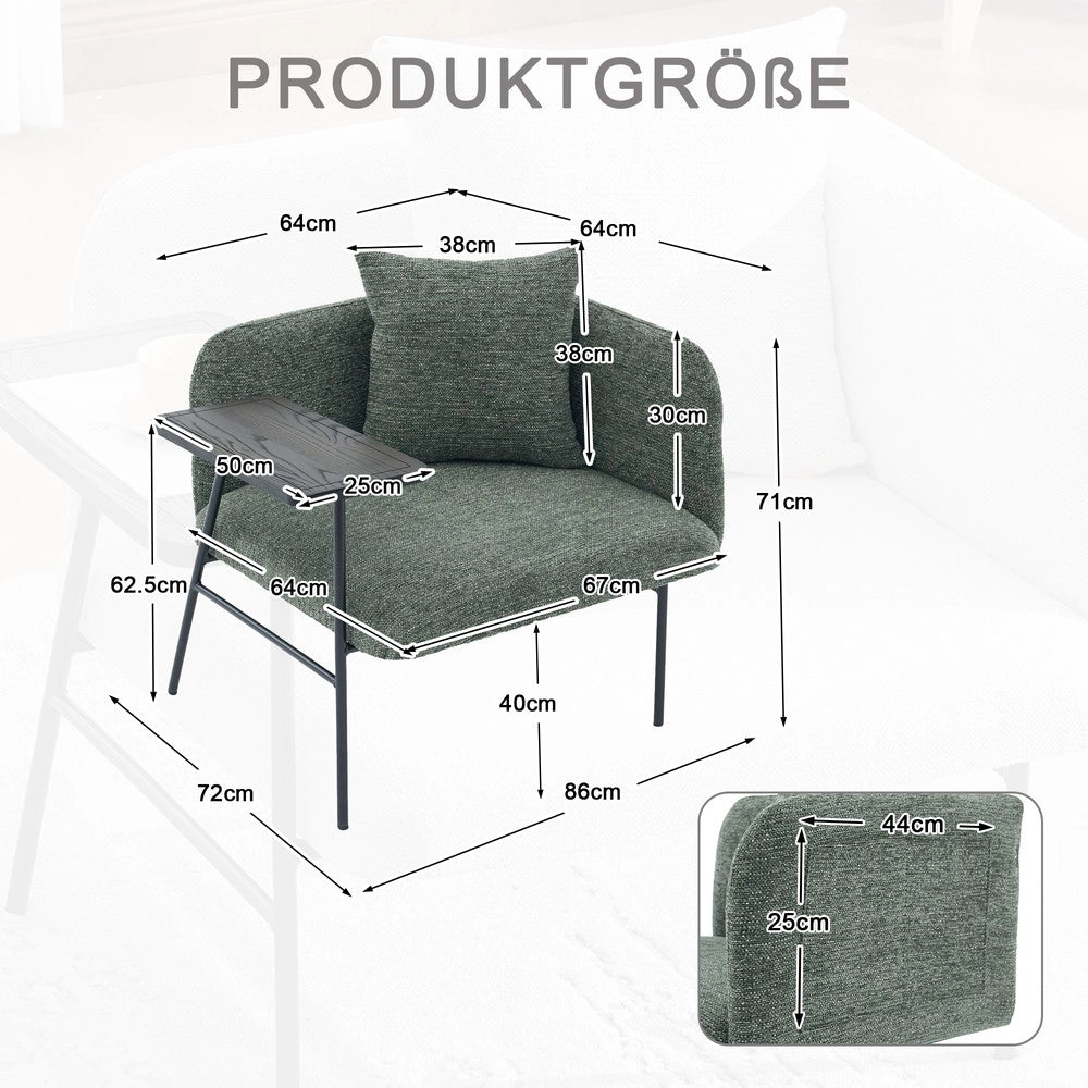 Poltrona con Tavolino ¨C MINIMAL ¨C Tessuto, Vano Contenitore