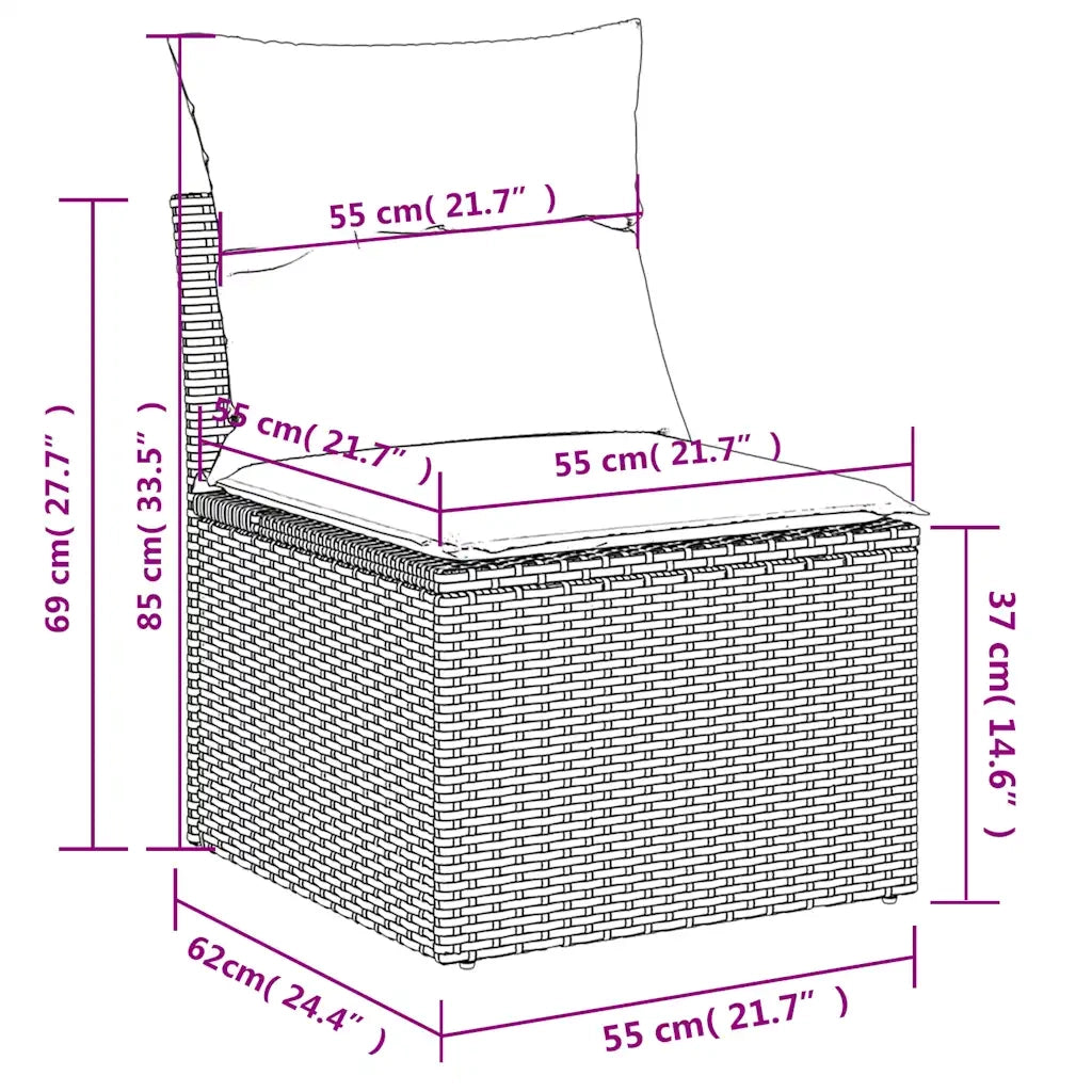 Set Divani da Giardino 6 pz con Cuscini Grigio in Polyrattan 3226264
