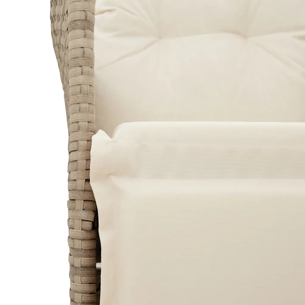 Divano Giardino Reclinabile 2 Posti Tavolino-Sofa da Giardino-Divanetto da esterno Beige Polyrattan 230713
