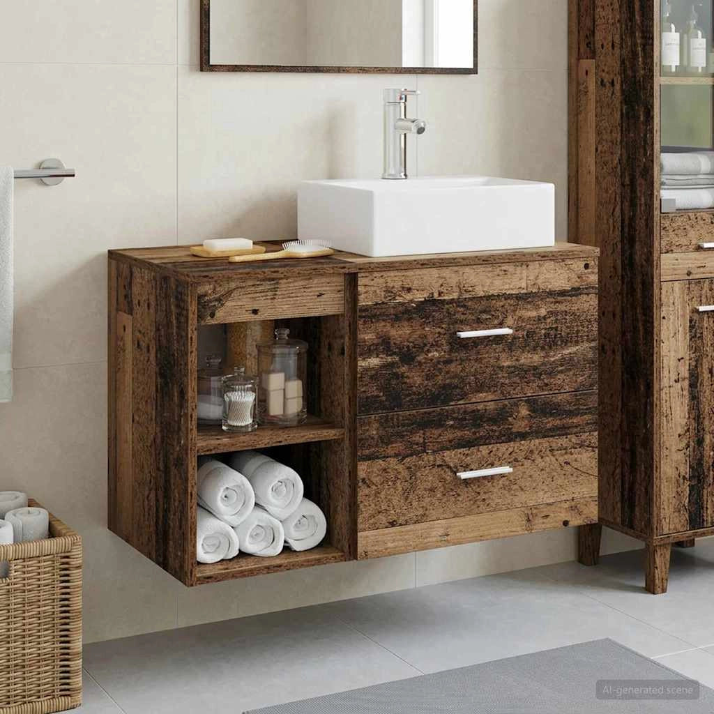 Set di mobili per il bagno 2 pz Legno antico 3403894