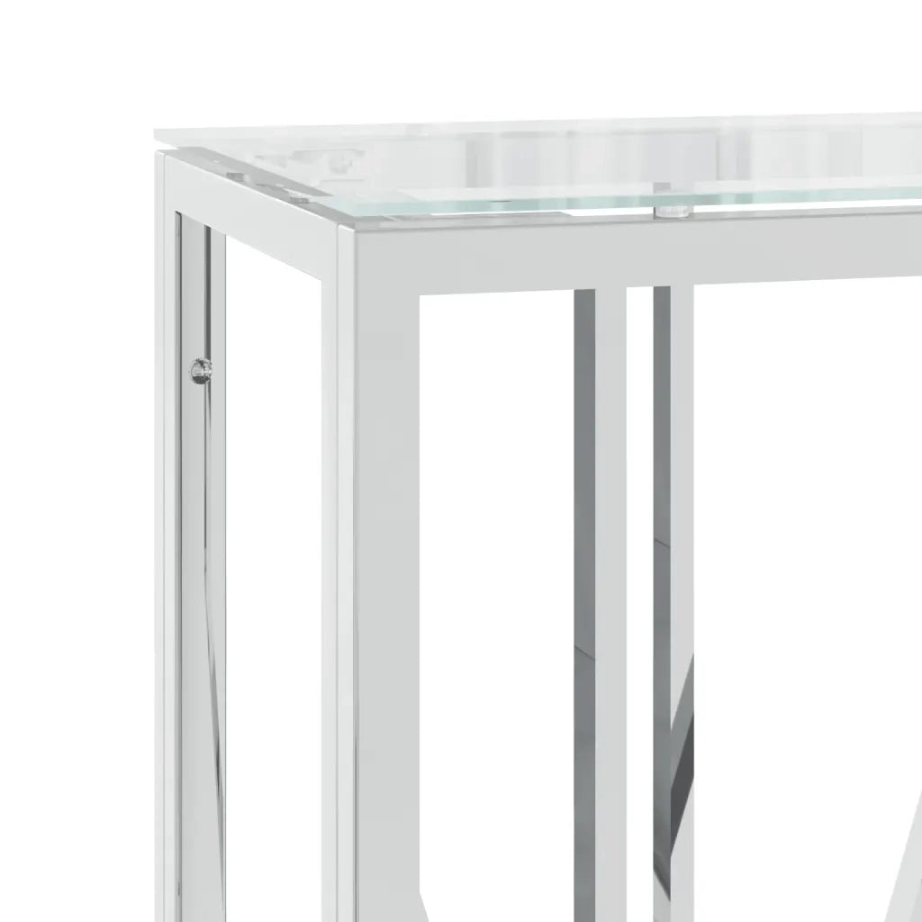 Tavolino Consolle-Tavolino da soggiorno-Tavolo 110x30x70 cm in Acciaio Inox e Vetro 225832