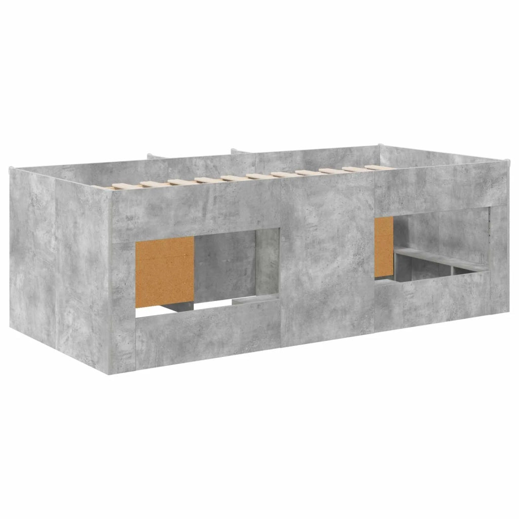 Struttura Letto Loft con Mobile con porta 3 pz Grigio Cemento 3423377