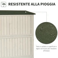 Casetta da Giardino Legno con Porta Doppia, Mensole e Finestre, 127.5x50x164cm