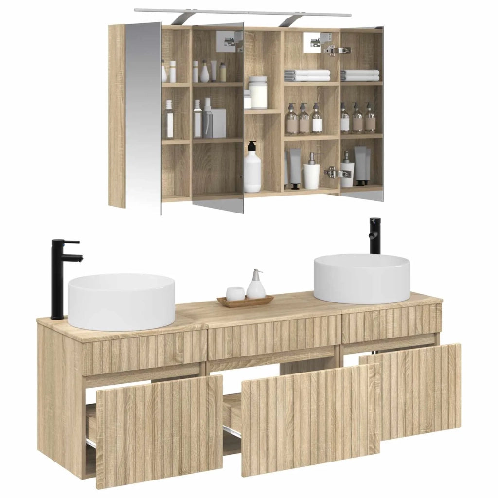 Set di Armadi da Bagno 4 pcs Rovere Sonoma 100 x 14,5 x 70 cm 3406657