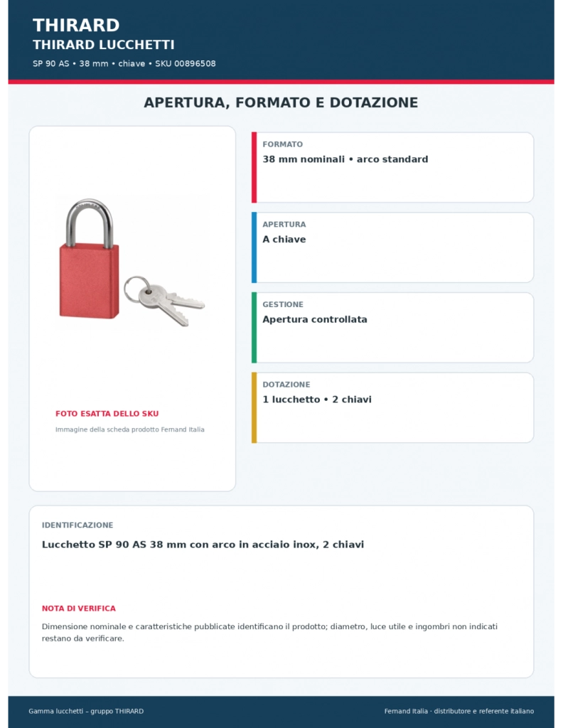 Lucchetto SP 90 AS 38 mm con arco in acciaio inox, 2 chiavi – Serrurerie de Picardie