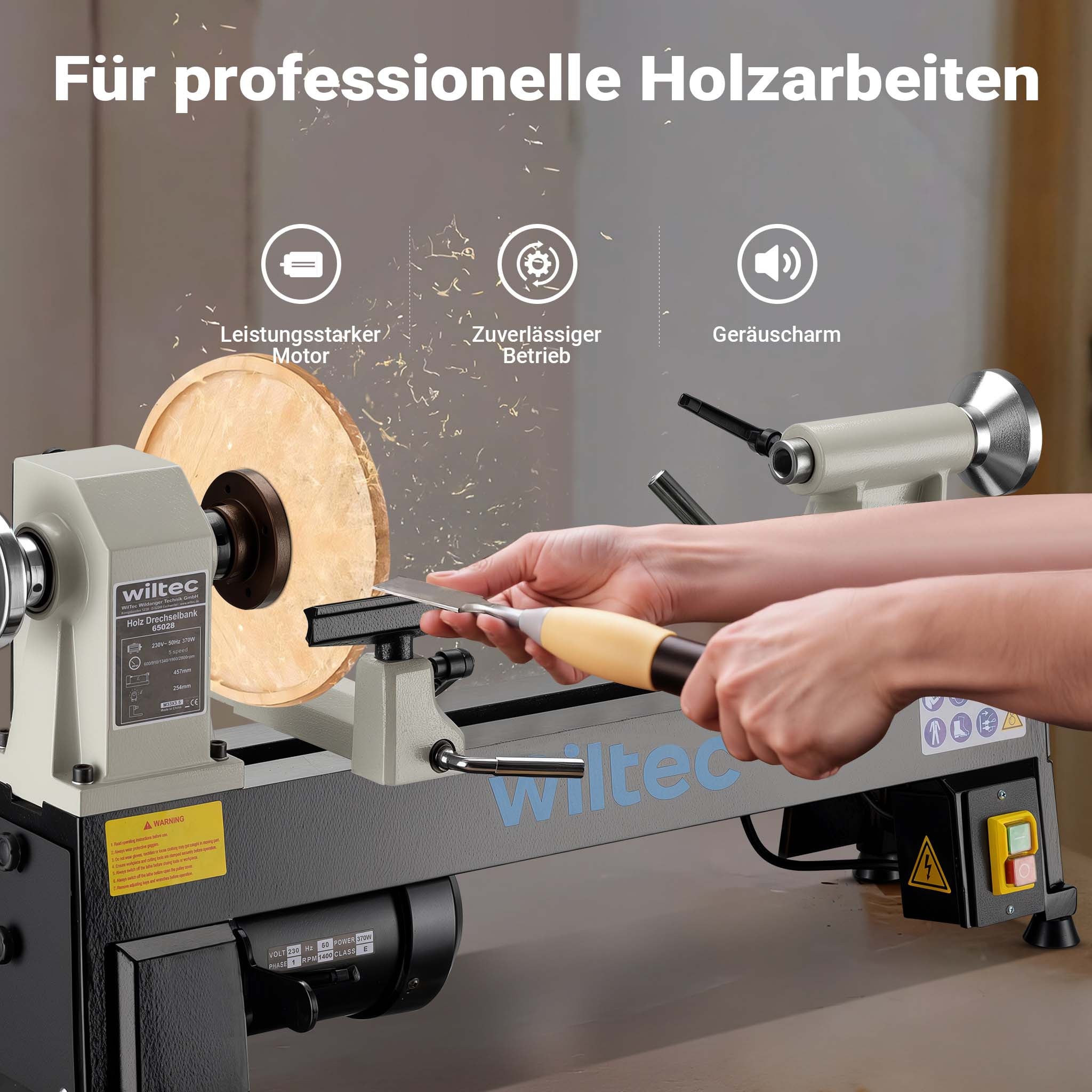 Tornio da banco per legno 370 watt, 600~2800 giri/min, Macchina da banco per tornitura