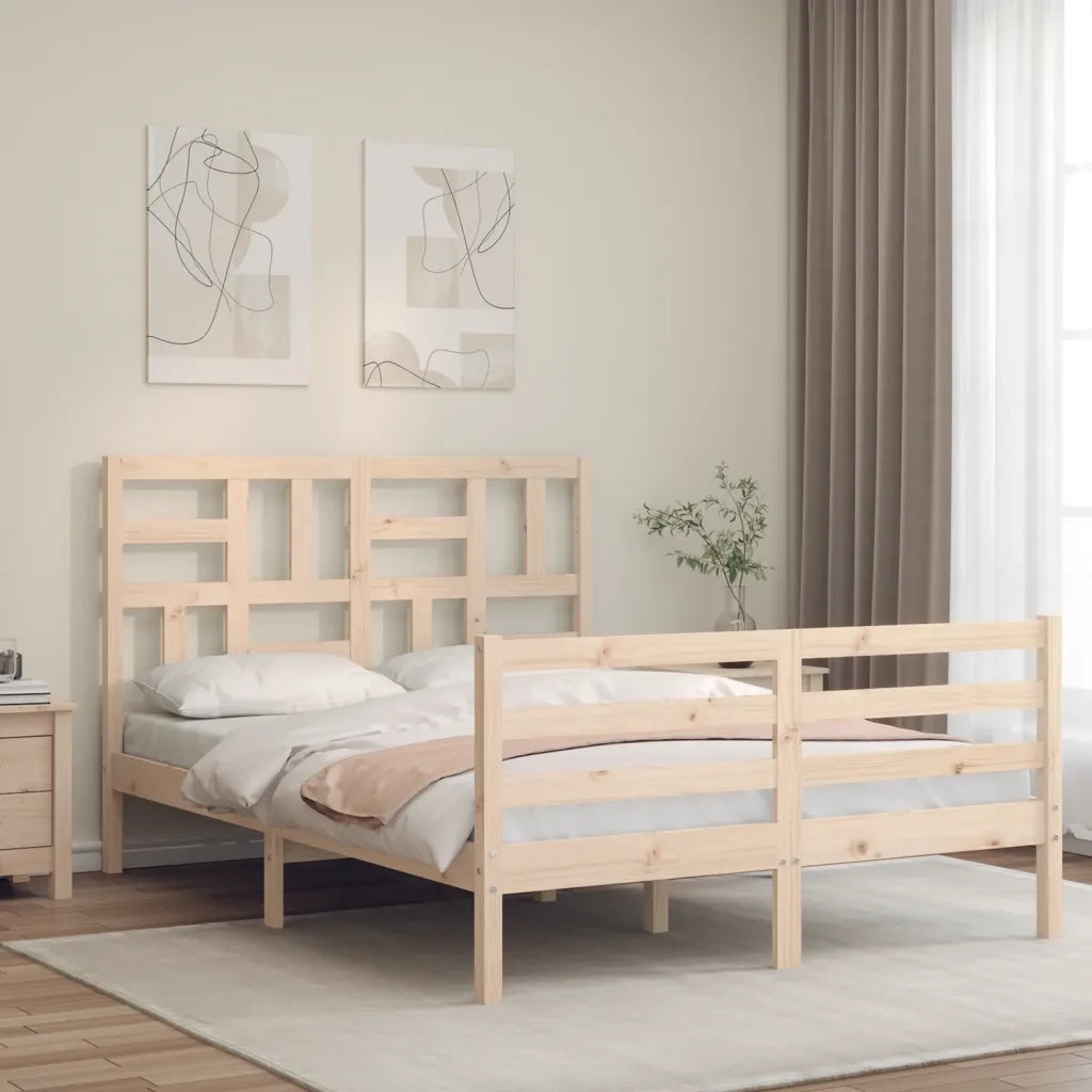 Giroletto con Testiera-Struttura Letto con testiera 140x200 cm in Legno Massello 941261