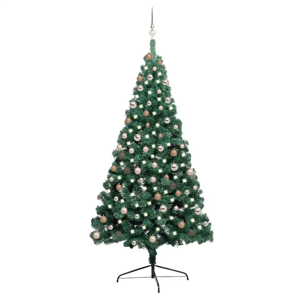 Set Albero Natale Artificiale a MetÃ  LED e Palline Verde 210cm  cod mxl 23850
