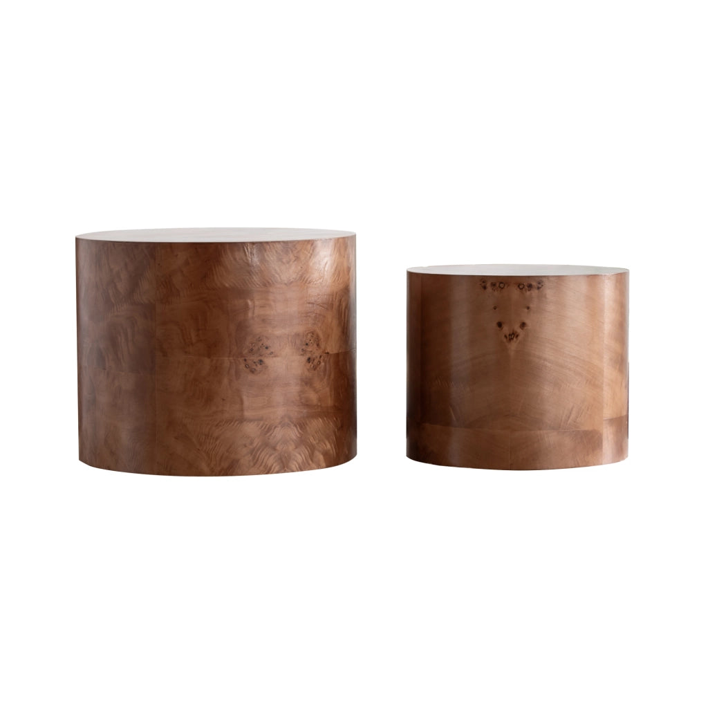 Set di 2 tavolini nesting 55x55x46 cm; design rustico; in legno e MDF; marrone scuro