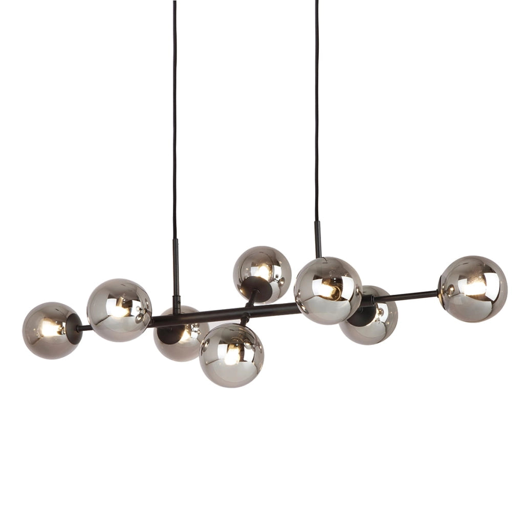 Lampadario Italux Erimida industriale nero 8xG9 cromo