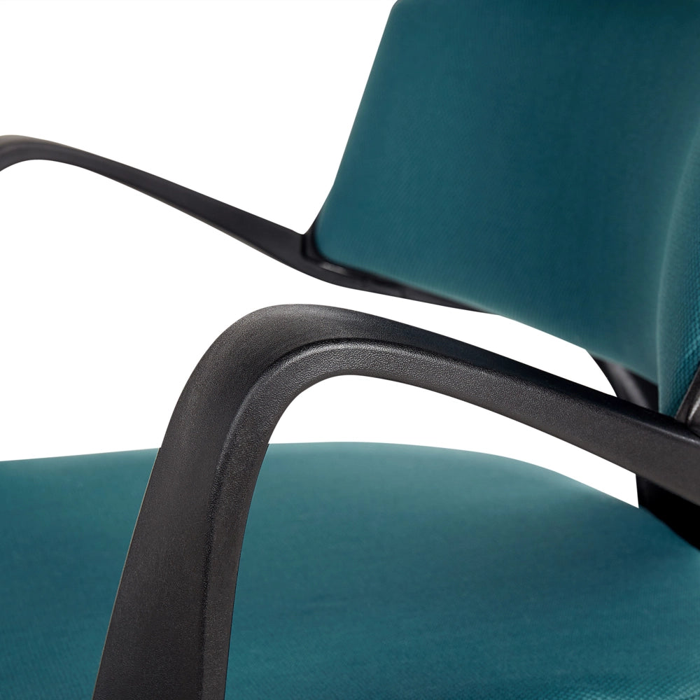 Sedia ufficio in materiale sintetico blu e nero struttura in metallo schienale regolabile e girevole ufficio