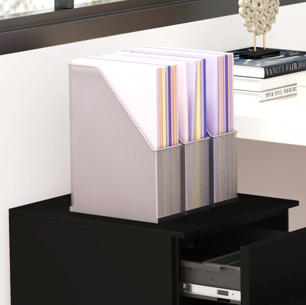 Cassettiera da ufficio mobile in acciaio con serratura e 3 cassetti, nera