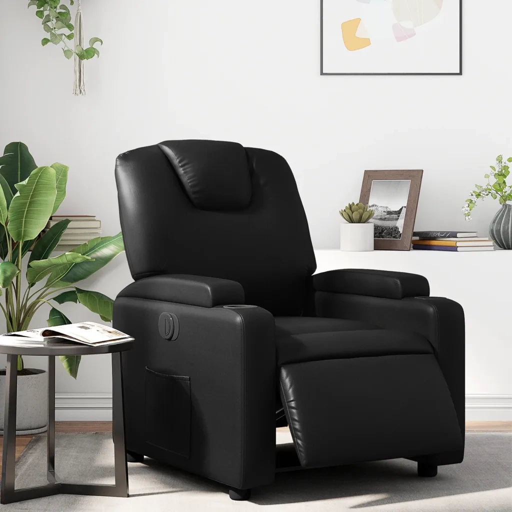Poltrona Reclinabile Elettrica Nera in Similpelle 3204416